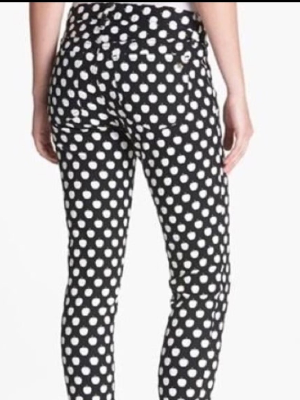 KATE SPADE BROOME STREET CLASSIC 5 POCKET BLACK & WHITE APPLE PRINT JEANS SZ 28